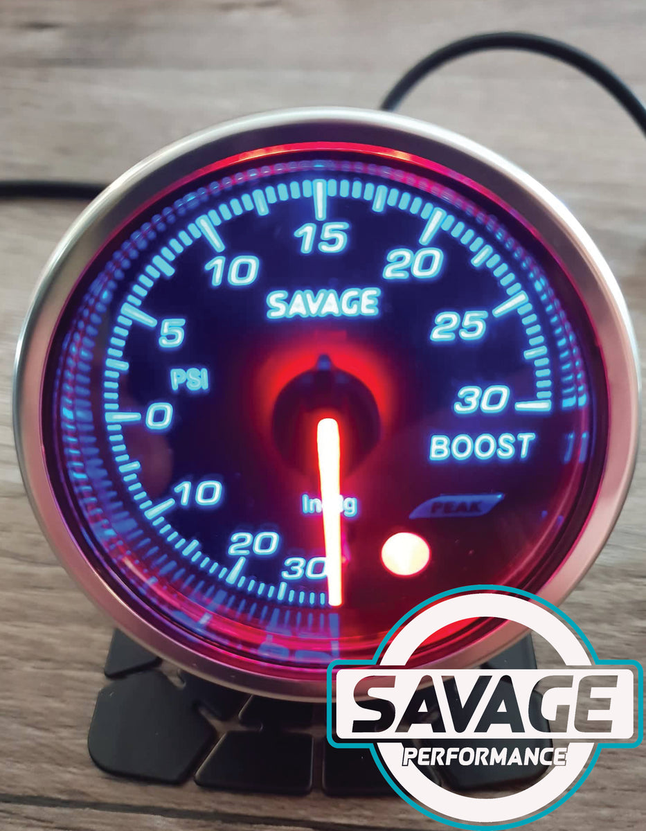 52mm Savage Boost Gauge PSI 7 Colours Savage Performance and Spares