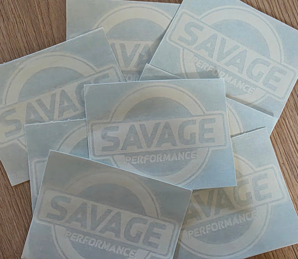 White - Savage Performance Sticker (Round)