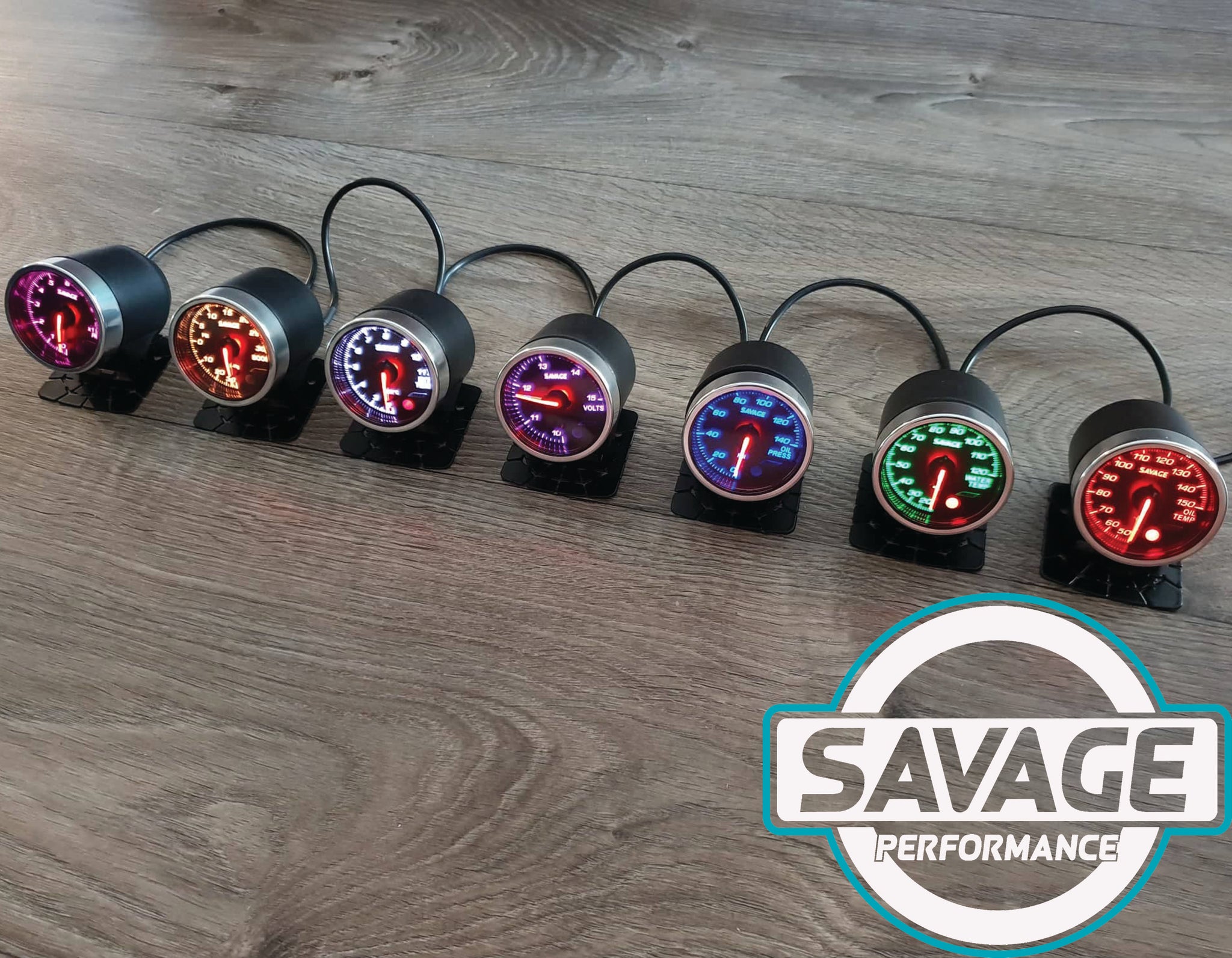 52mm Savage AFR Wideband (Air Fuel Ratio) Gauge 7 Colours