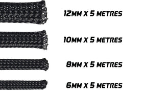 JAYLEC - 12mm x 5m Flexible Loom Braid / Expandable Sleeve
