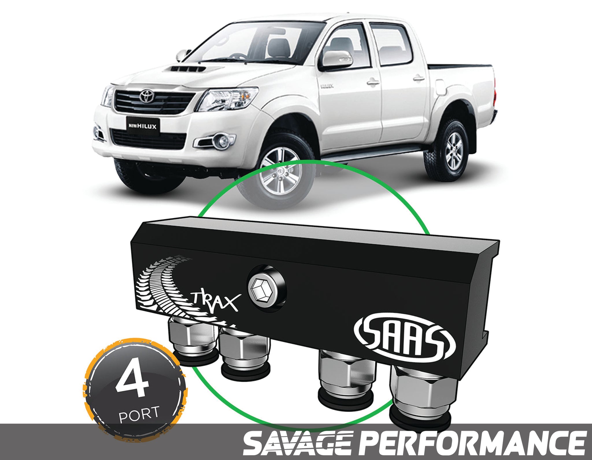 SAAS - Diff Breather Kit - 4 Port suits TOYOTA HILUX 1997-2015 - All Models