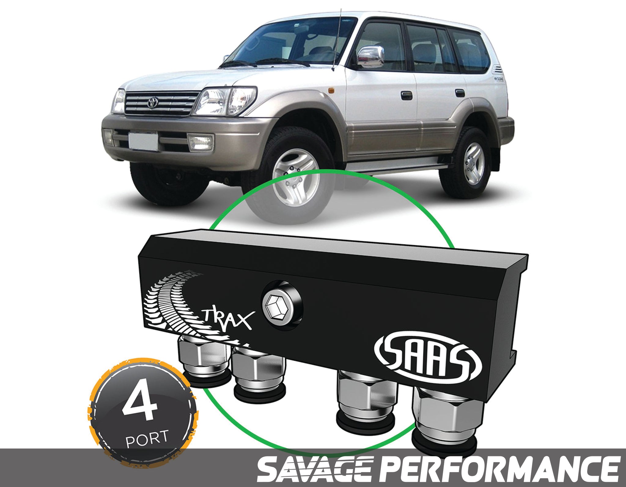 SAAS - Diff Breather Kit - 4 Port suits TOYOTA PRADO 90 Series 1996-2002