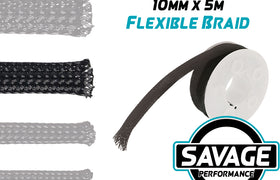 JAYLEC - 10mm x 5m Flexible Loom Braid / Expandable Sleeve