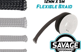 JAYLEC - 12mm x 5m Flexible Loom Braid / Expandable Sleeve