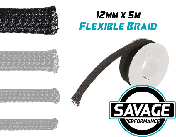JAYLEC - 12mm x 5m Flexible Loom Braid / Expandable Sleeve