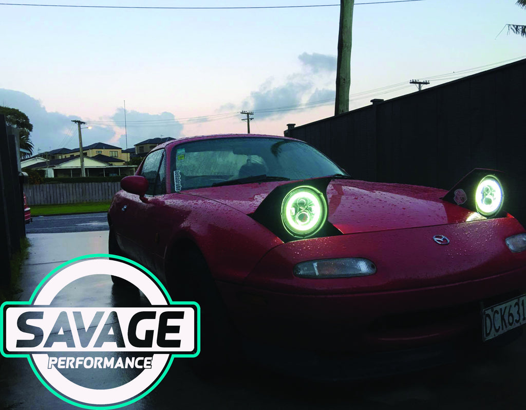 MAZDA MX5 HALO Round LED Headlights Savage Performance Savage
