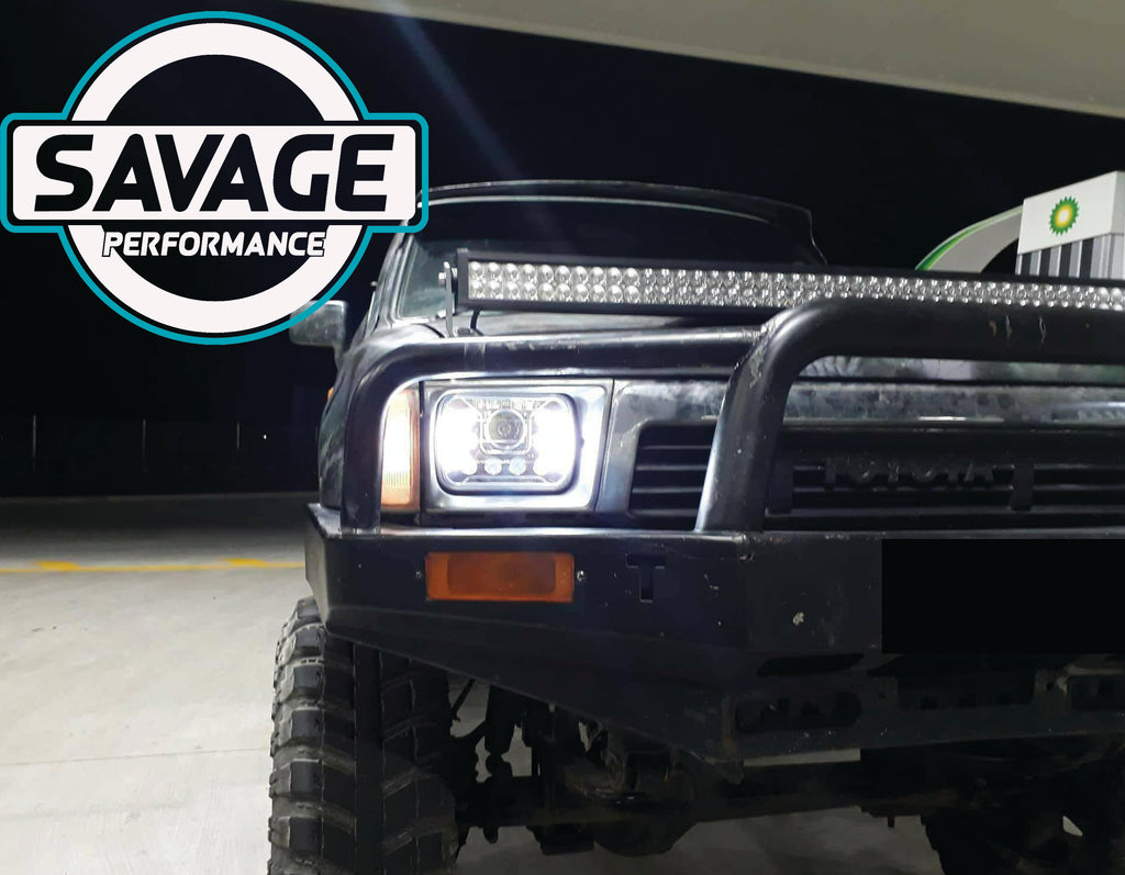 Toyota Hilux Aftermarket 7 Inch x 5 Inch LED Headlights Savage