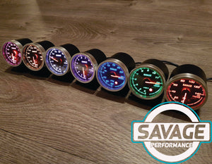 60mm Savage AFR Wideband (Air Fuel Ratio) Gauge 7 Colours
