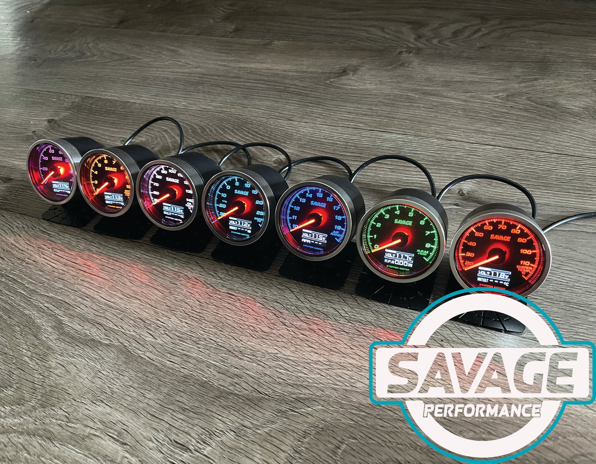 60mm Savage DUAL Display AFR Wideband (Air Fuel Ratio) Gauge 7 Colours *Savage Performance*