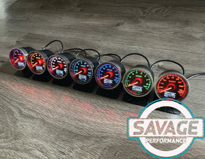 60mm Savage DUAL Display Oil Temperature Gauge 7 Colours
