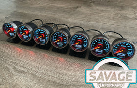 60mm Savage DUAL Display Oil Temperature Gauge 7 Colours *Savage Performance*