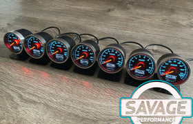 60mm Savage DUAL Display AFR Wideband (Air Fuel Ratio) Gauge 7 Colours *Savage Performance*