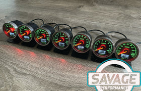 60mm Savage DUAL Display AFR Wideband (Air Fuel Ratio) Gauge 7 Colours