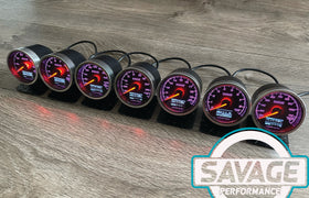 60mm Savage DUAL Display AFR Wideband (Air Fuel Ratio) Gauge 7 Colours *Savage Performance*