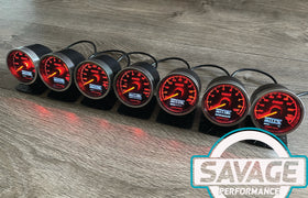 60mm Savage DUAL Display AFR Wideband (Air Fuel Ratio) Gauge 7 Colours *Savage Performance*