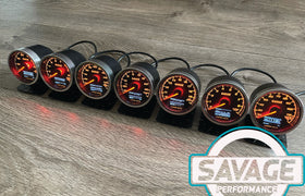 60mm Savage DUAL Display RPM (Tacho) Gauge 7 Colours *Savage Performance*